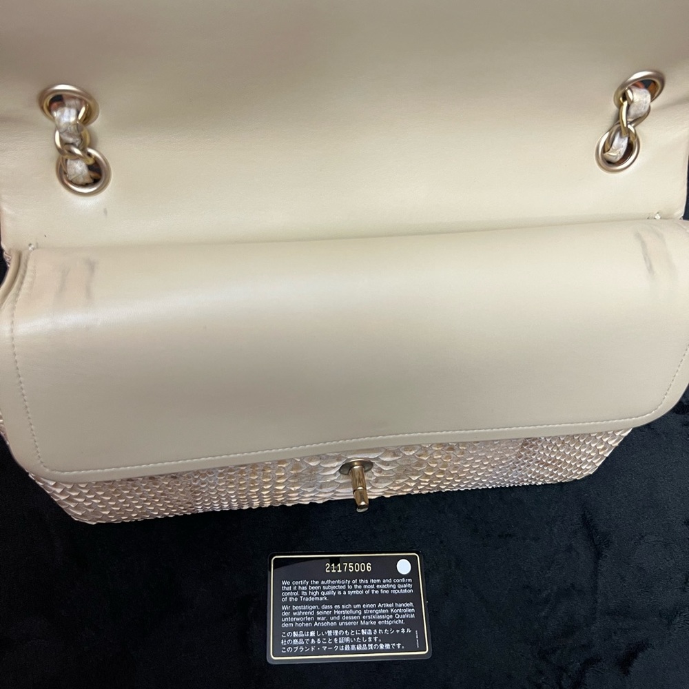 AUTHENTIC LIKE NEW LIMITED EDITION CHANEL CLASSIC IRIDESCENT PYTHON DOUBLE FLAP - Picture 8 of 12